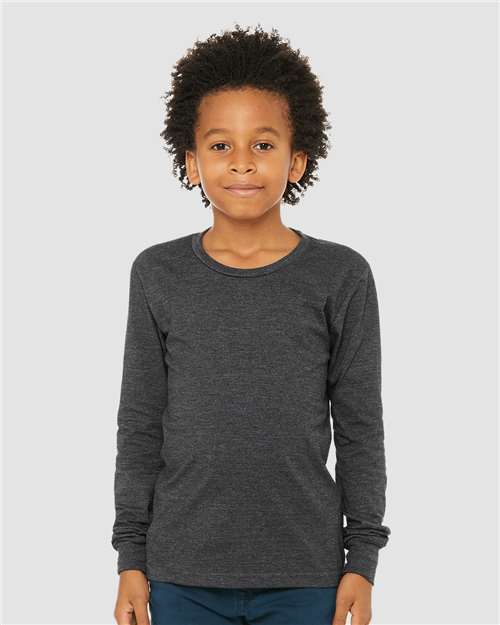 youth heather cvc long sleeve tee - 3501ycvc
