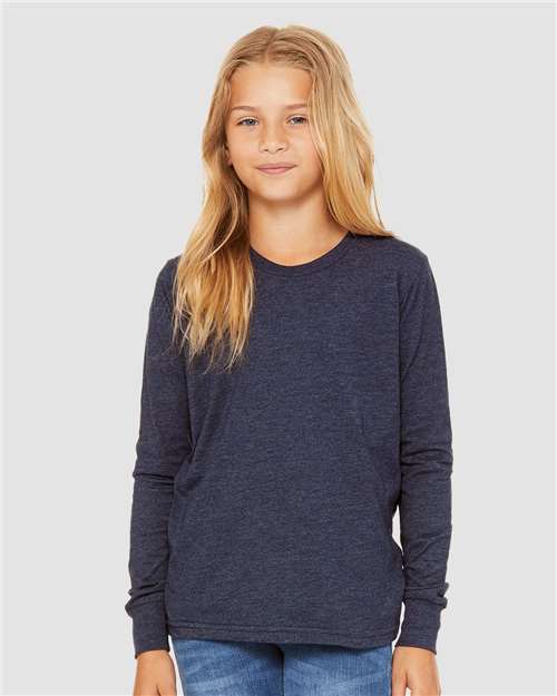 youth heather cvc long sleeve tee - 3501ycvc
