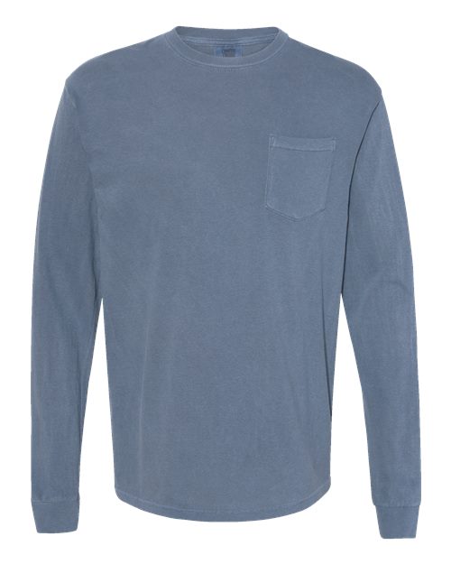 unisex garment-dyed heavyweight long sleeve pocket t-shirt - 4410