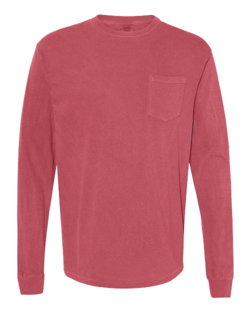 unisex garment-dyed heavyweight long sleeve pocket t-shirt - 4410