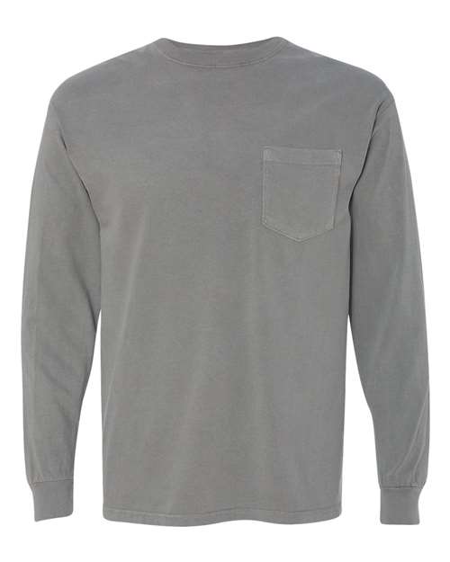 unisex garment-dyed heavyweight long sleeve pocket t-shirt - 4410