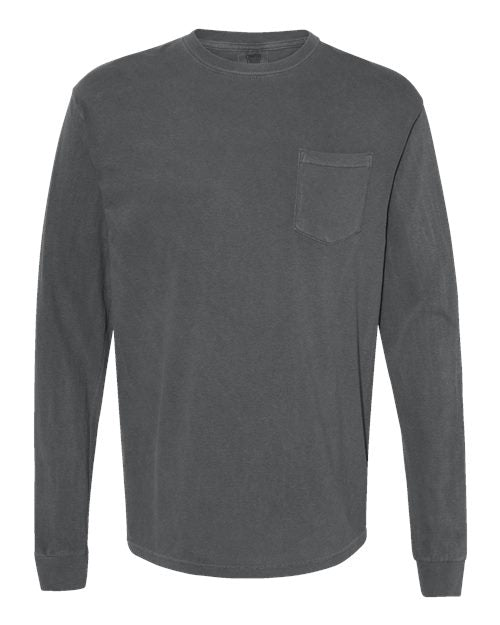 unisex garment-dyed heavyweight long sleeve pocket t-shirt - 4410