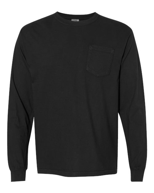 unisex garment-dyed heavyweight long sleeve pocket t-shirt - 4410