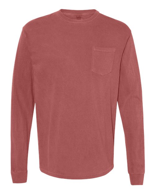 unisex garment-dyed heavyweight long sleeve pocket t-shirt - 4410