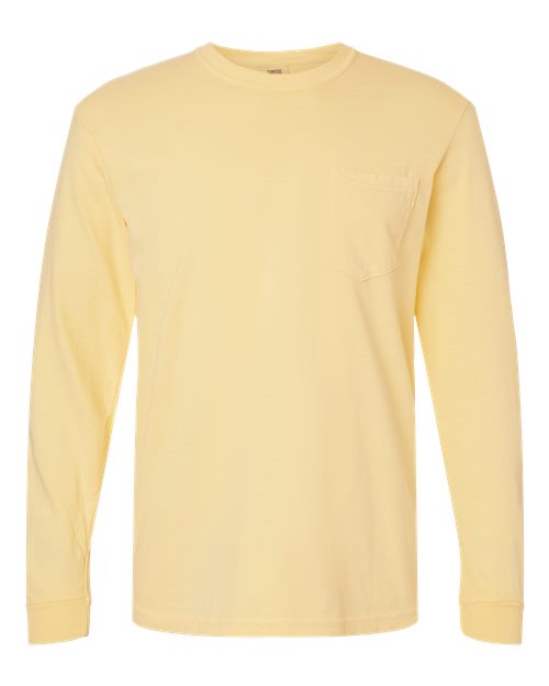 unisex garment-dyed heavyweight long sleeve pocket t-shirt - 4410