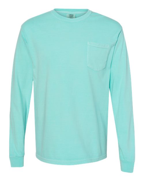 unisex garment-dyed heavyweight long sleeve pocket t-shirt - 4410
