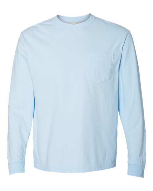 unisex garment-dyed heavyweight long sleeve pocket t-shirt - 4410