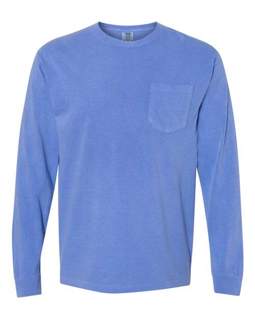 unisex garment-dyed heavyweight long sleeve pocket t-shirt - 4410