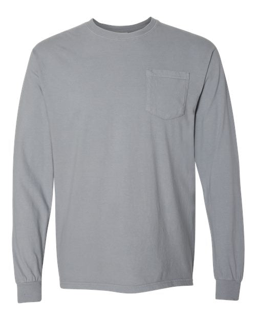 unisex garment-dyed heavyweight long sleeve pocket t-shirt - 4410