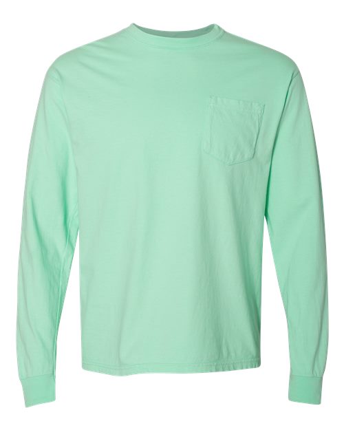 unisex garment-dyed heavyweight long sleeve pocket t-shirt - 4410