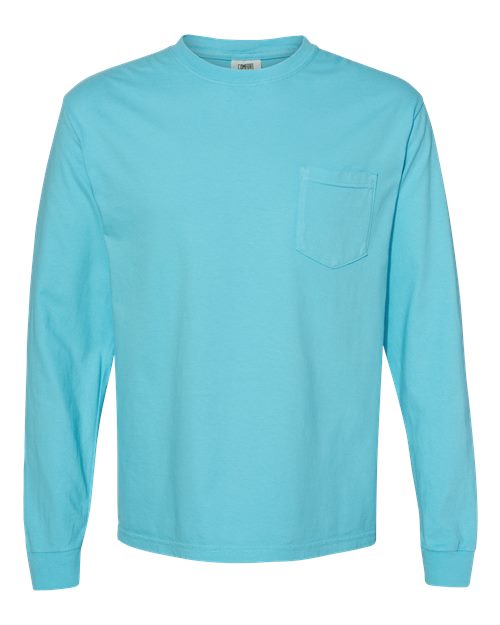 unisex garment-dyed heavyweight long sleeve pocket t-shirt - 4410