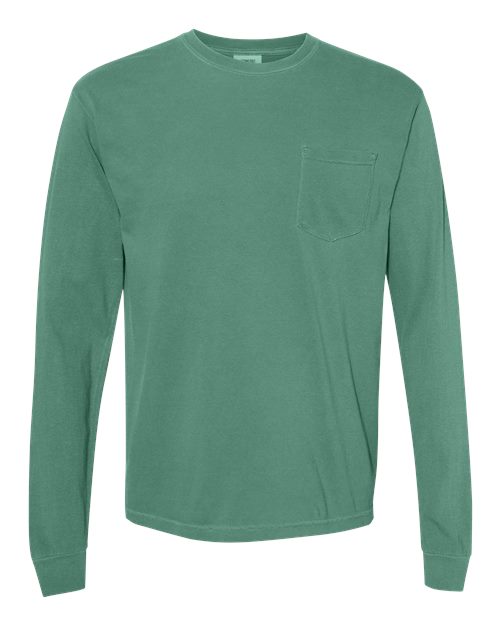 unisex garment-dyed heavyweight long sleeve pocket t-shirt - 4410