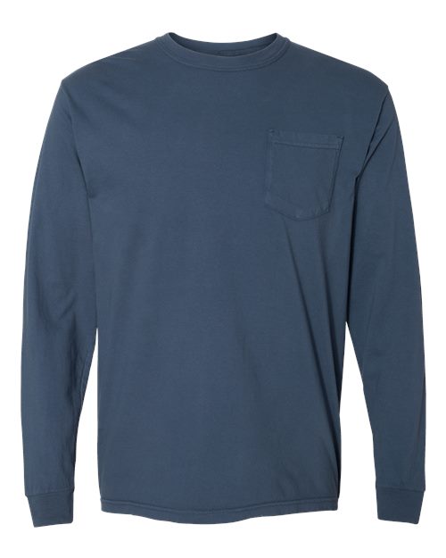 unisex garment-dyed heavyweight long sleeve pocket t-shirt - 4410