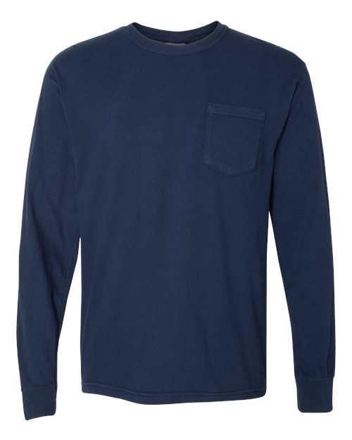 unisex garment-dyed heavyweight long sleeve pocket t-shirt - 4410