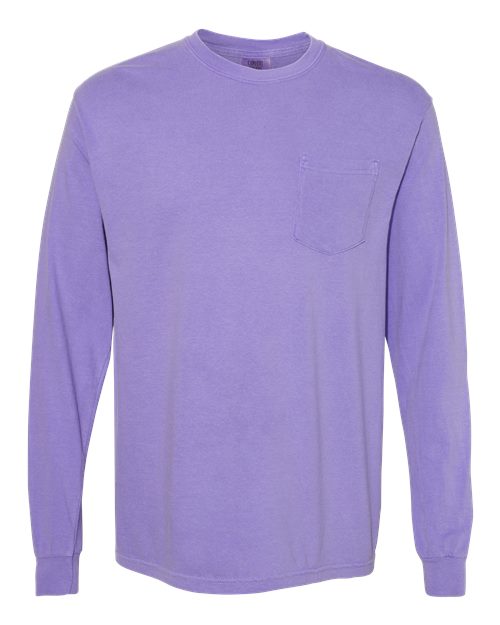unisex garment-dyed heavyweight long sleeve pocket t-shirt - 4410