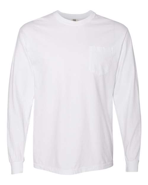 unisex garment-dyed heavyweight long sleeve pocket t-shirt - 4410