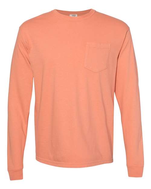 unisex garment-dyed heavyweight long sleeve pocket t-shirt - 4410