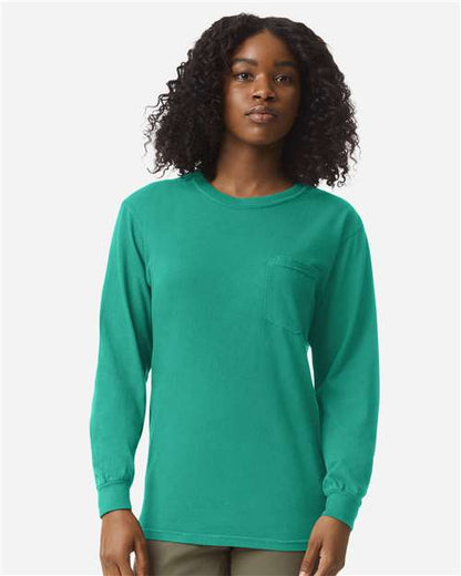 Unisex Garment-Dyed Heavyweight Long Sleeve Pocket T-Shirt - 4410
