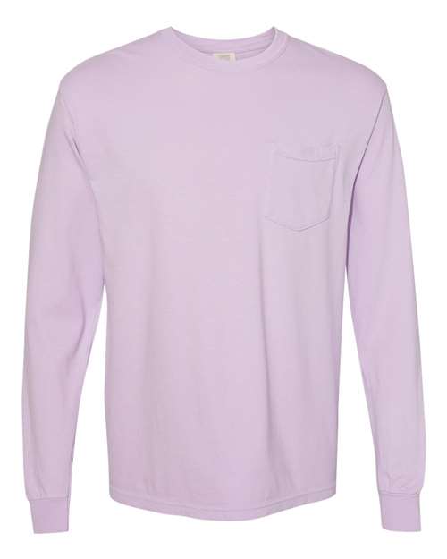 unisex garment-dyed heavyweight long sleeve pocket t-shirt - 4410