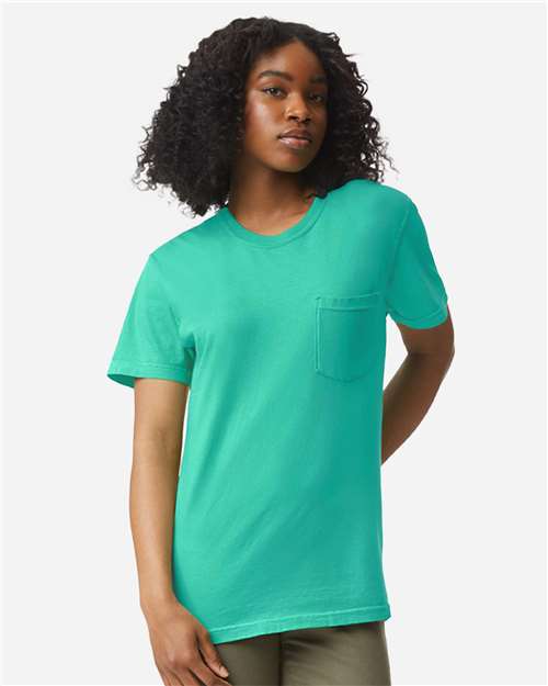 unisex garment-dyed heavyweight pocket t-shirt - 6030