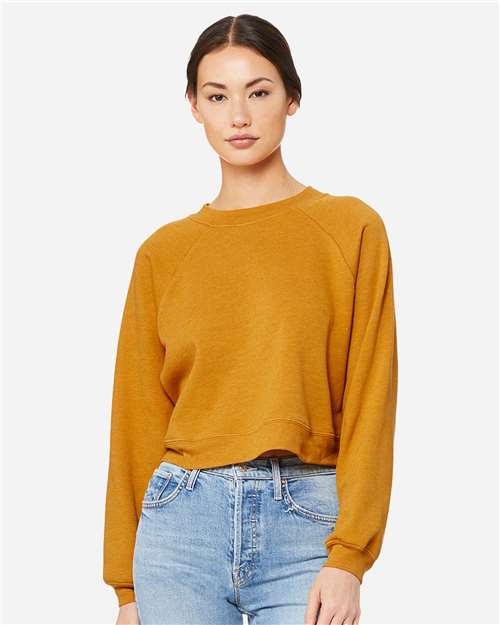 women's crop raglan fleece crewneck sweatshirt - 7505