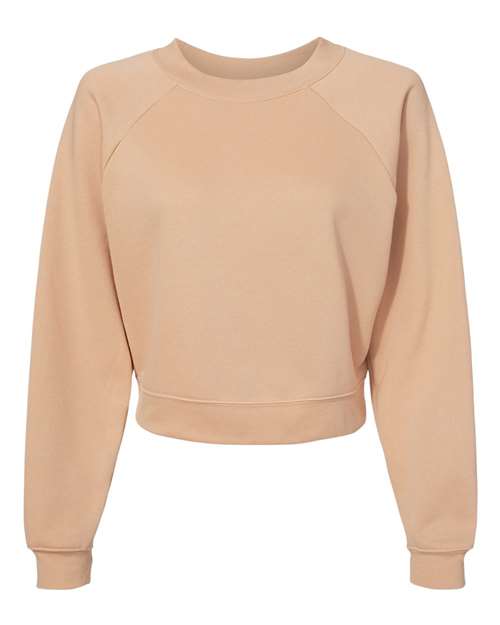 women's crop raglan fleece crewneck sweatshirt - 7505