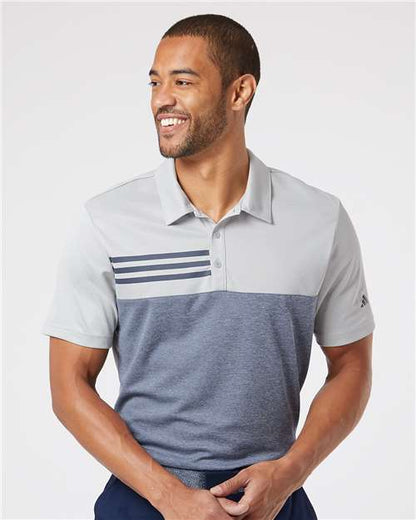 Men's Heathered Colorblocked 3-Stripes Polo - A508