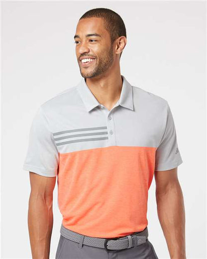 Men's Heathered Colorblocked 3-Stripes Polo - A508