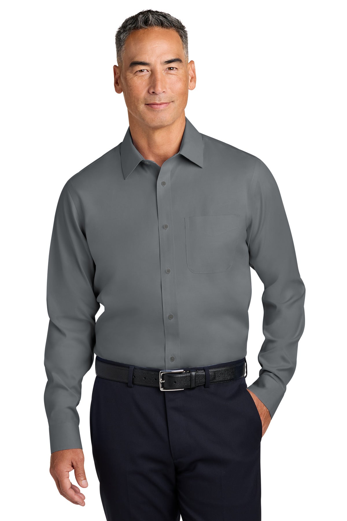brooks brothers ®  wrinkle-free stretch pinpoint spread collar shirt bb18012