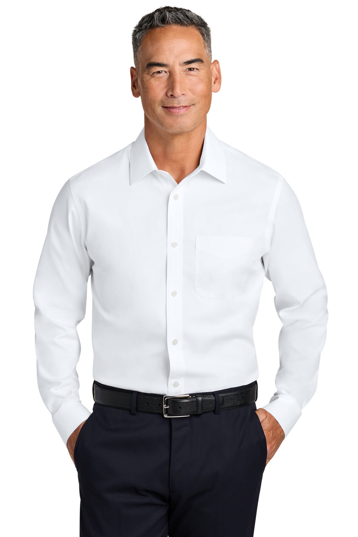 brooks brothers ®  wrinkle-free stretch pinpoint spread collar shirt bb18012