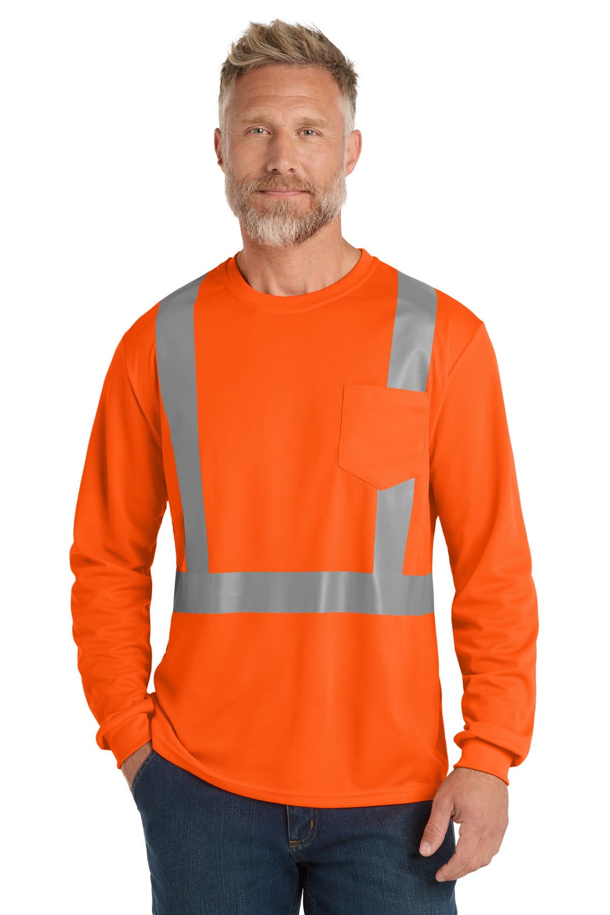 cornerstone  ®  ansi 107 class 2 mesh long sleeve tee. cs201