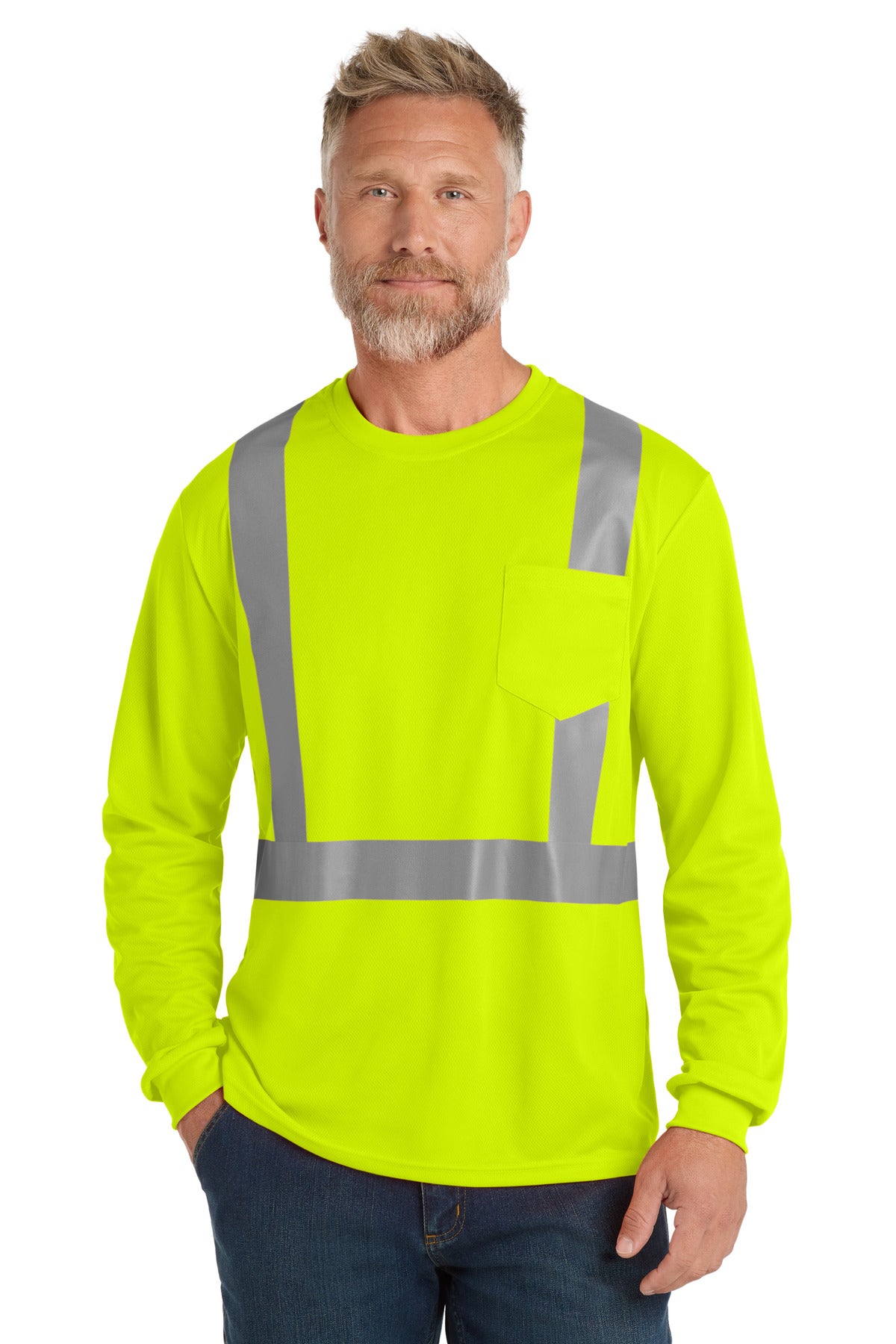 cornerstone  ®  ansi 107 class 2 mesh long sleeve tee. cs201