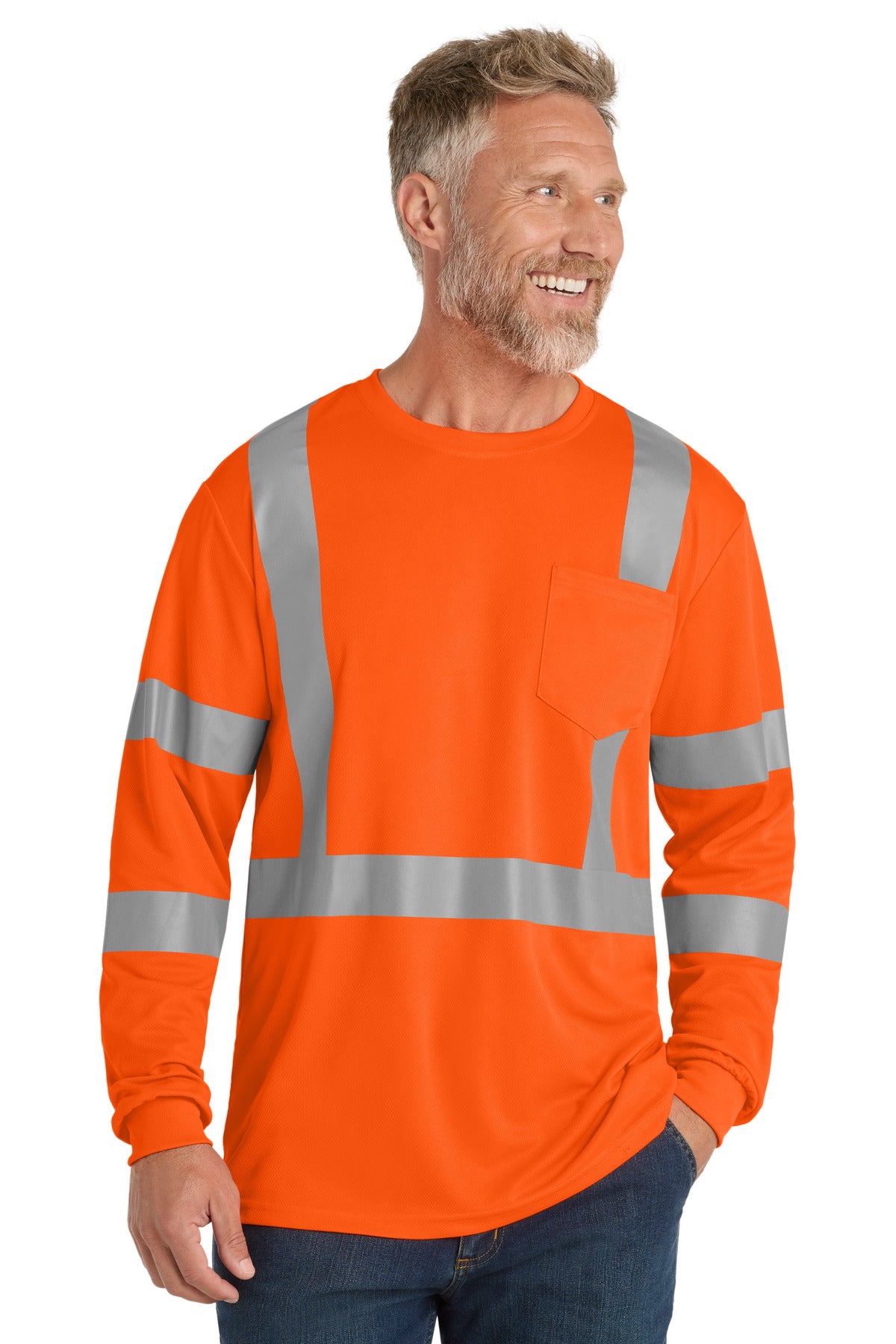 cornerstone  ®  ansi 107 class 3 mesh long sleeve tee. cs203