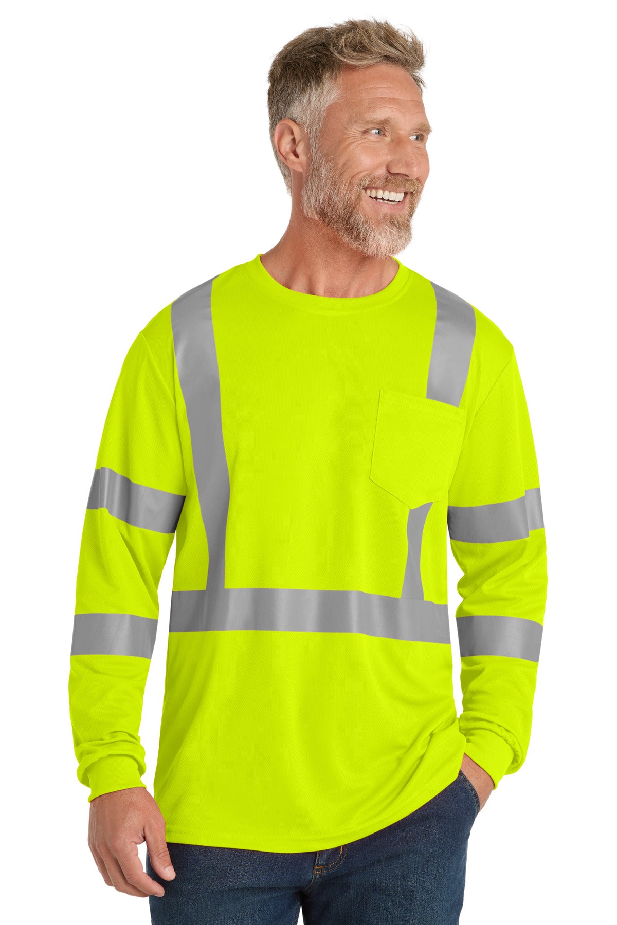 cornerstone  ®  ansi 107 class 3 mesh long sleeve tee. cs203