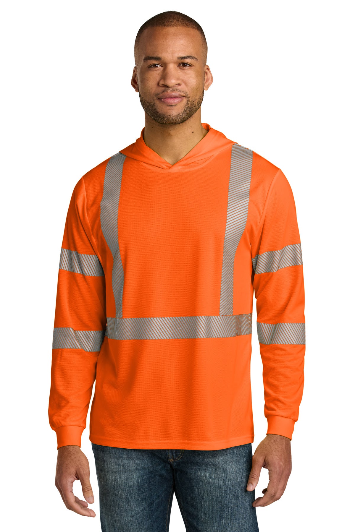 cornerstone ®  ansi 107 class 3 long sleeve segmented tape hooded tee cs208
