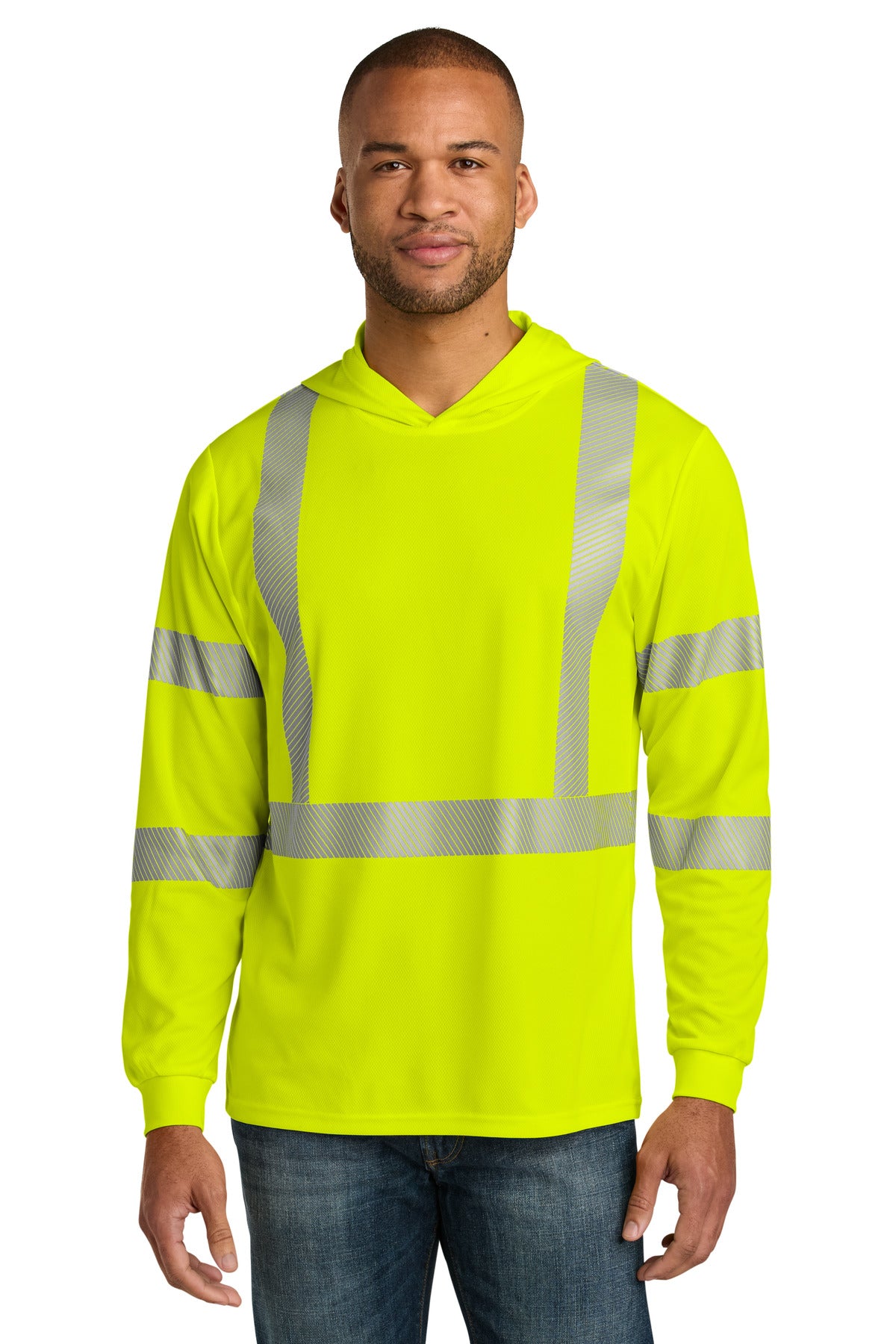 cornerstone ®  ansi 107 class 3 long sleeve segmented tape hooded tee cs208
