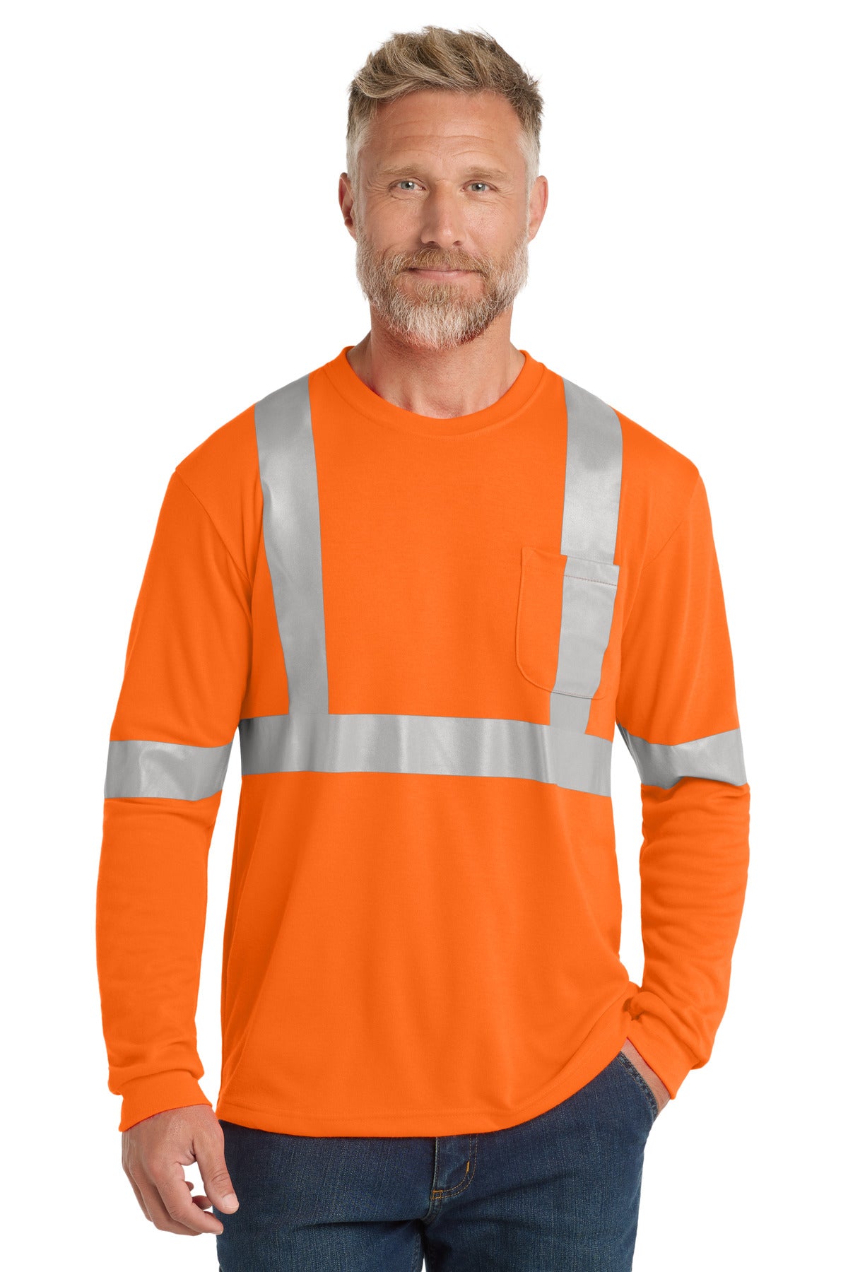 cornerstone ®  ansi 107 class 2 long sleeve safety t-shirt. cs401ls