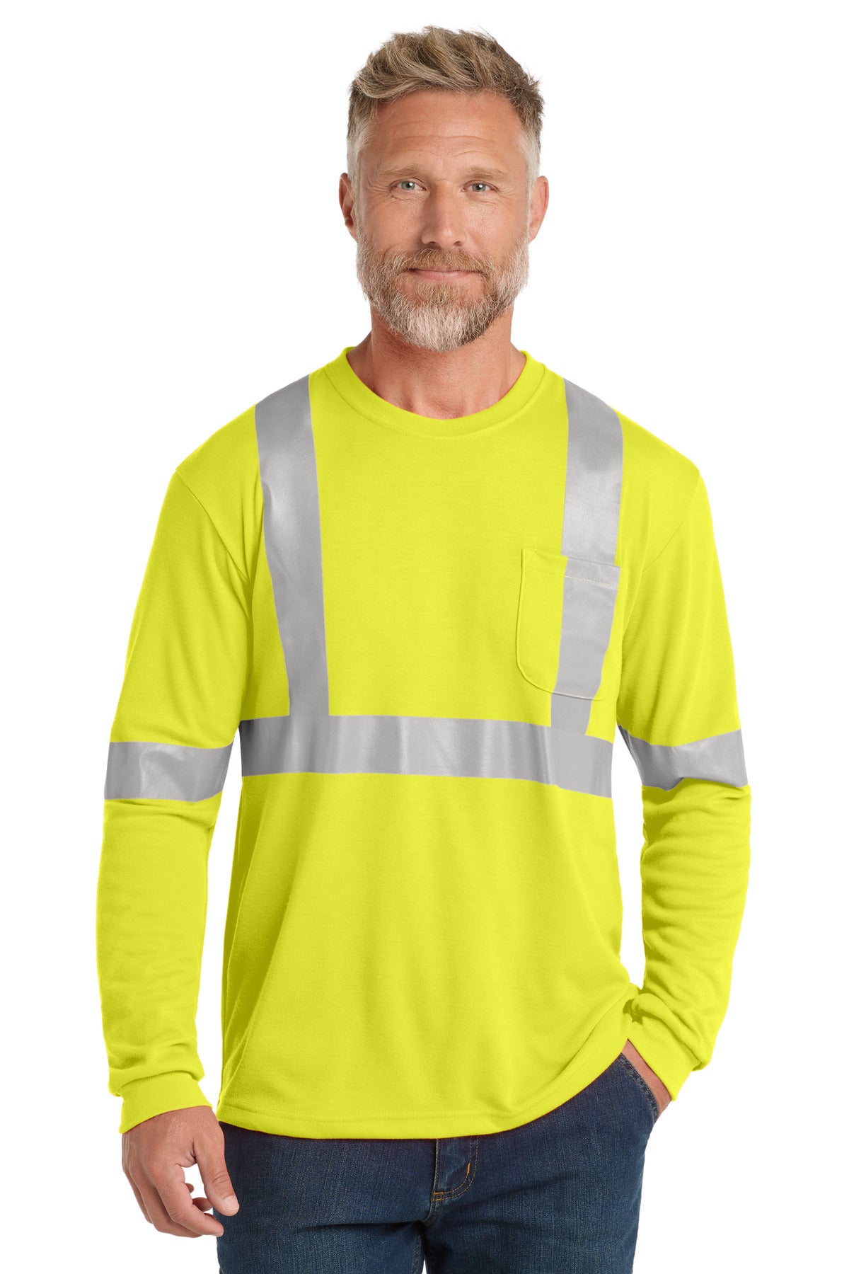 cornerstone ®  ansi 107 class 2 long sleeve safety t-shirt. cs401ls