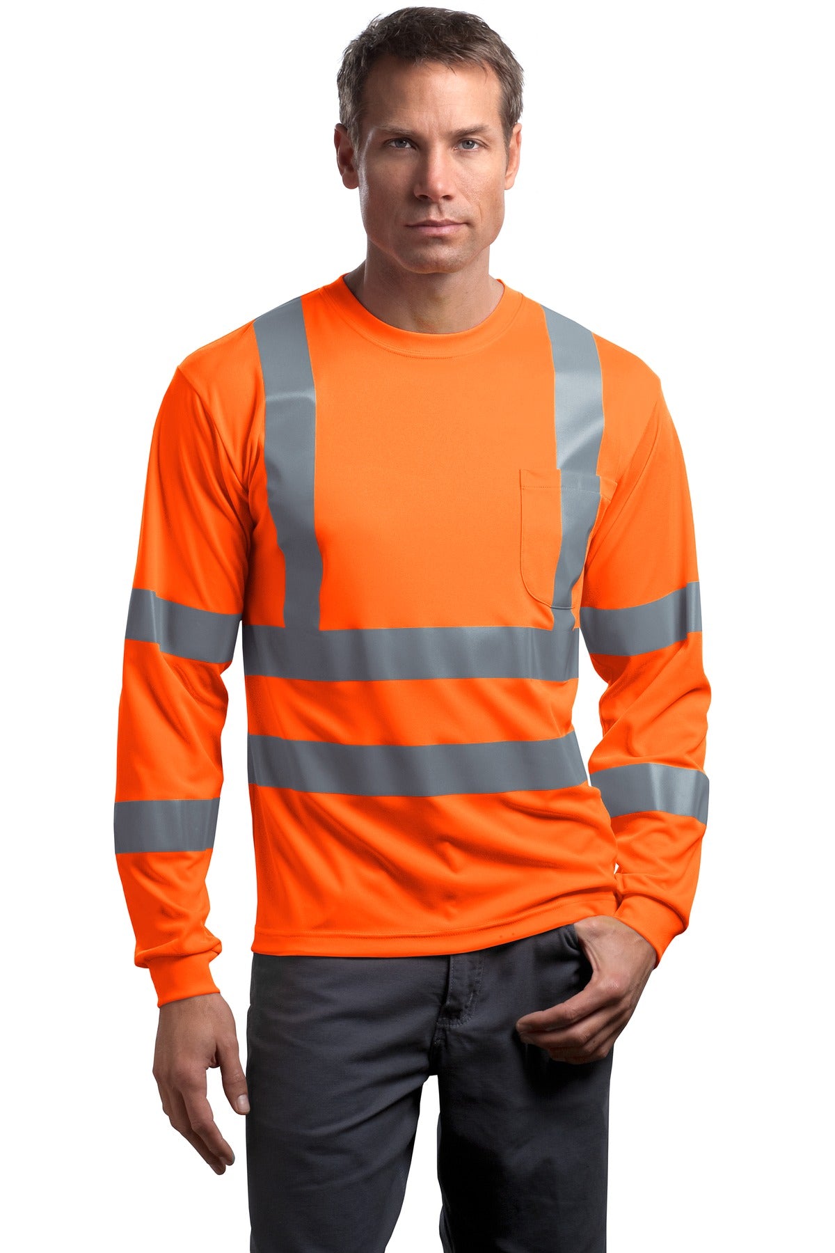 cornerstone ®  - ansi 107 class 3 long sleeve snag-resistant reflective t-shirt. cs409