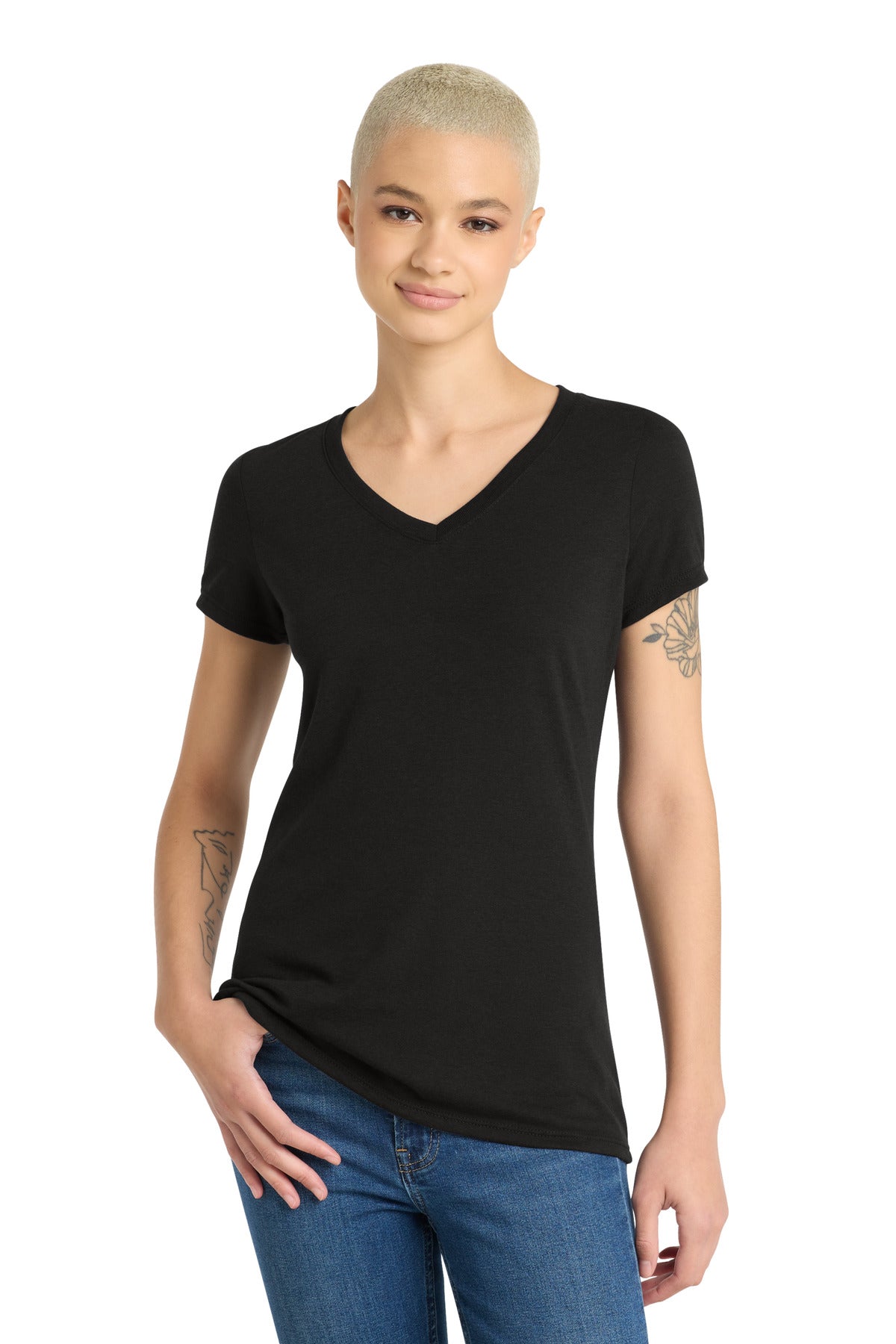 district ®  women's perfect tri ®  v-neck tee. dm1350l
