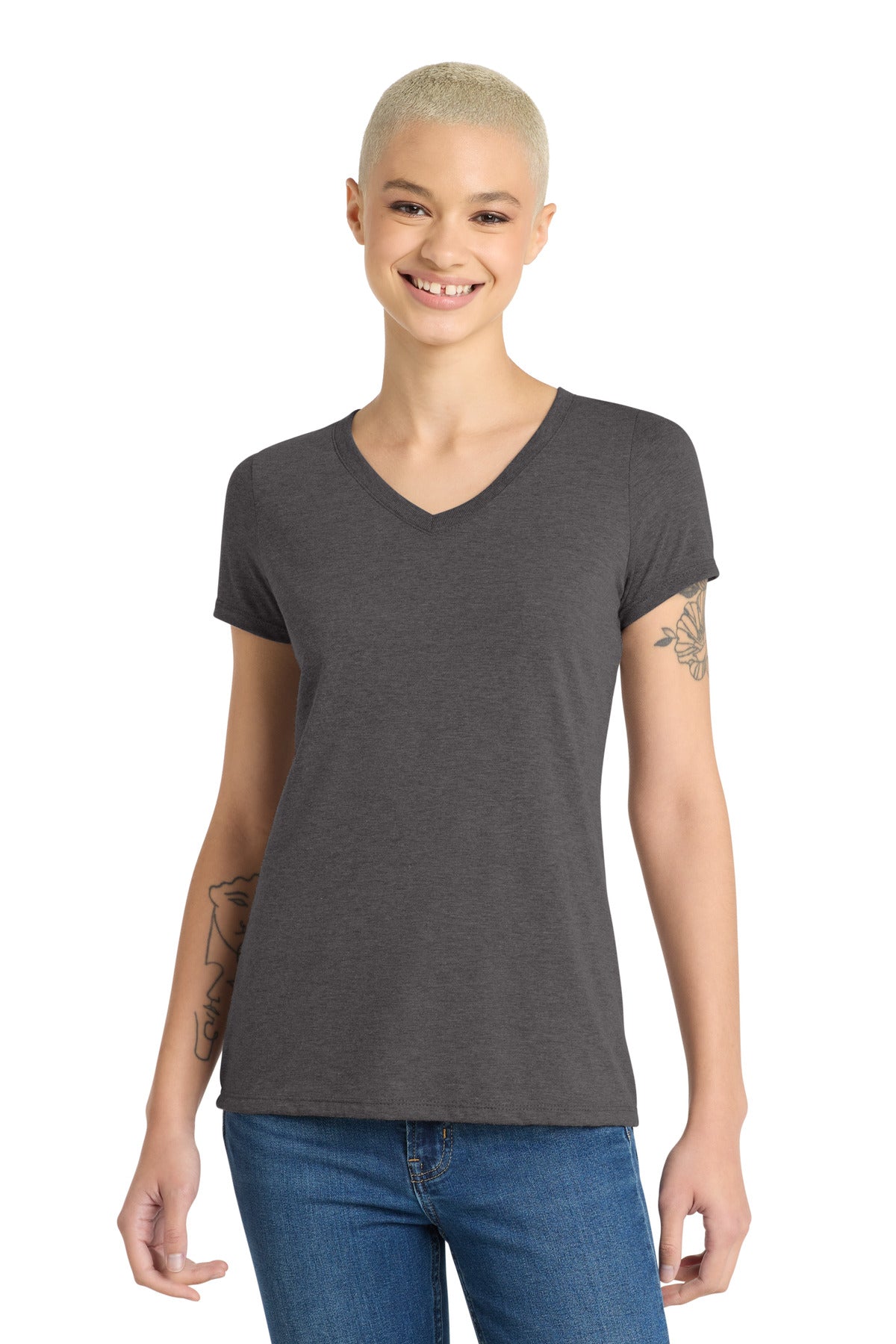 district ®  women's perfect tri ®  v-neck tee. dm1350l