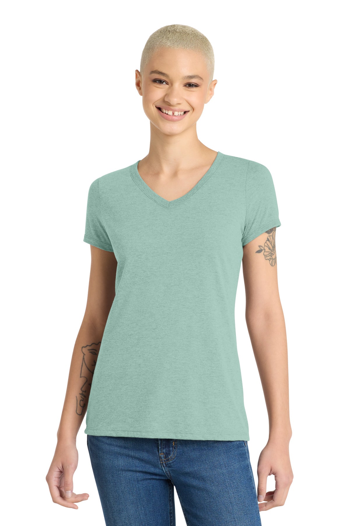district ®  women's perfect tri ®  v-neck tee. dm1350l