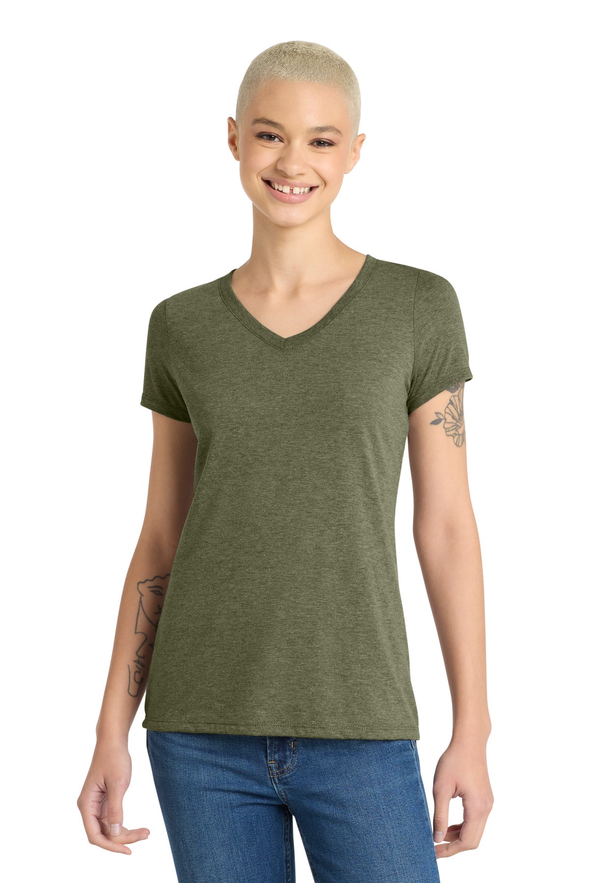 district ®  women's perfect tri ®  v-neck tee. dm1350l