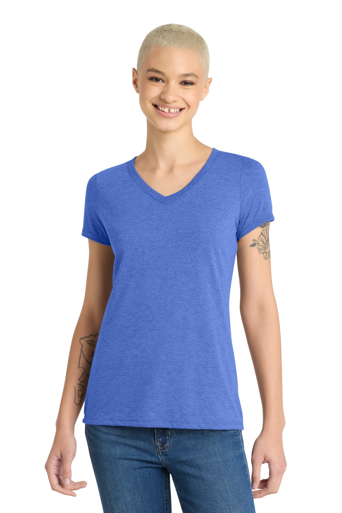district ®  women's perfect tri ®  v-neck tee. dm1350l