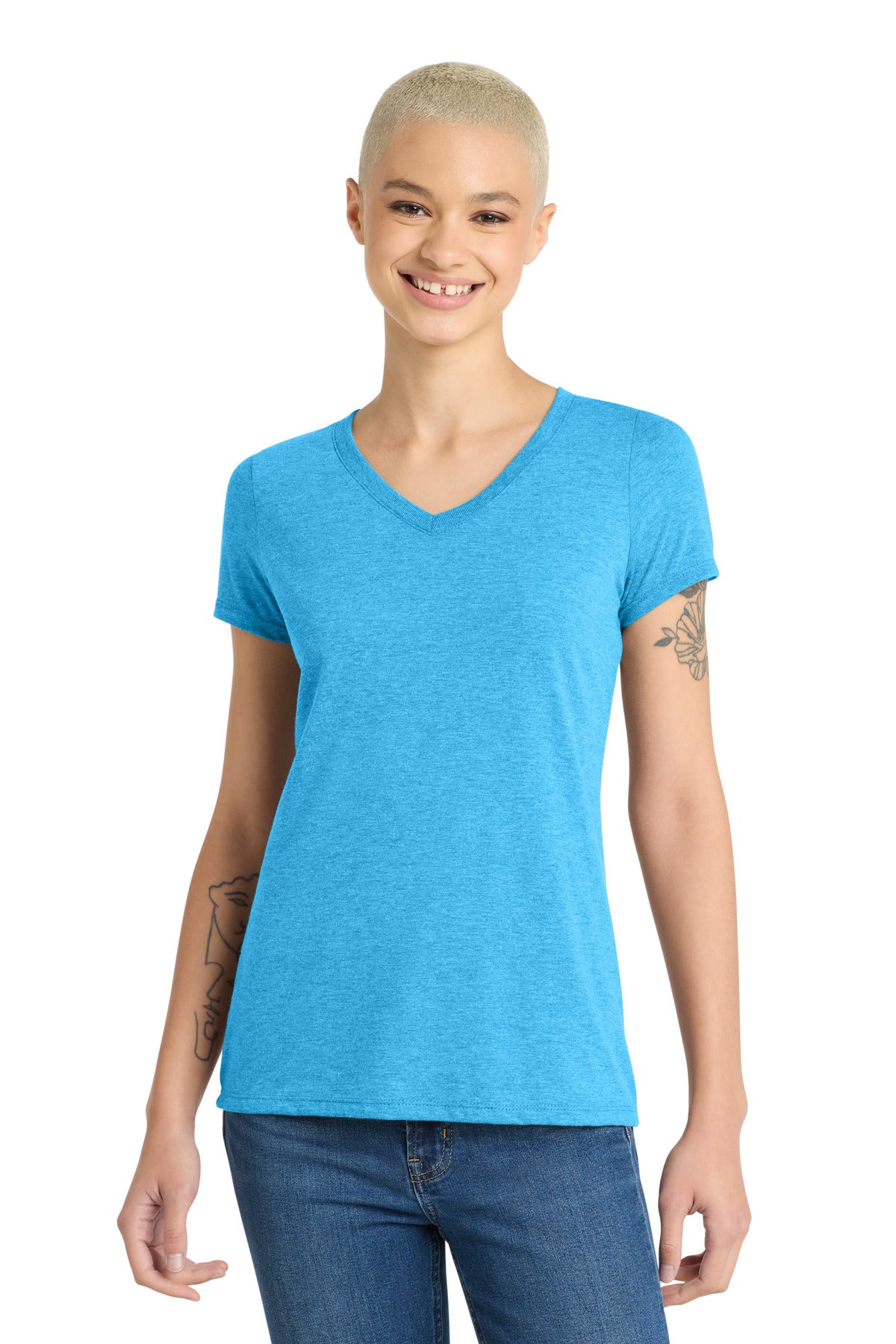 district ®  women's perfect tri ®  v-neck tee. dm1350l