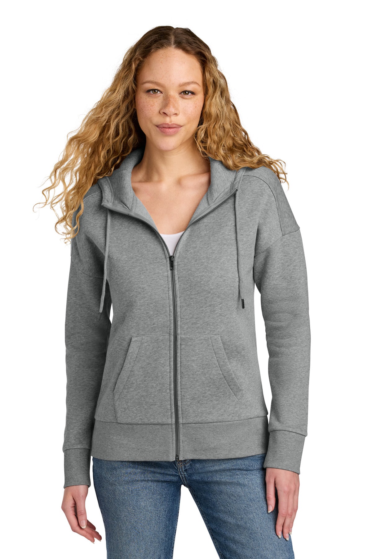 district  ®  women's perfect weight  ®  fleece drop shoulder full-zip hoodie dt1104