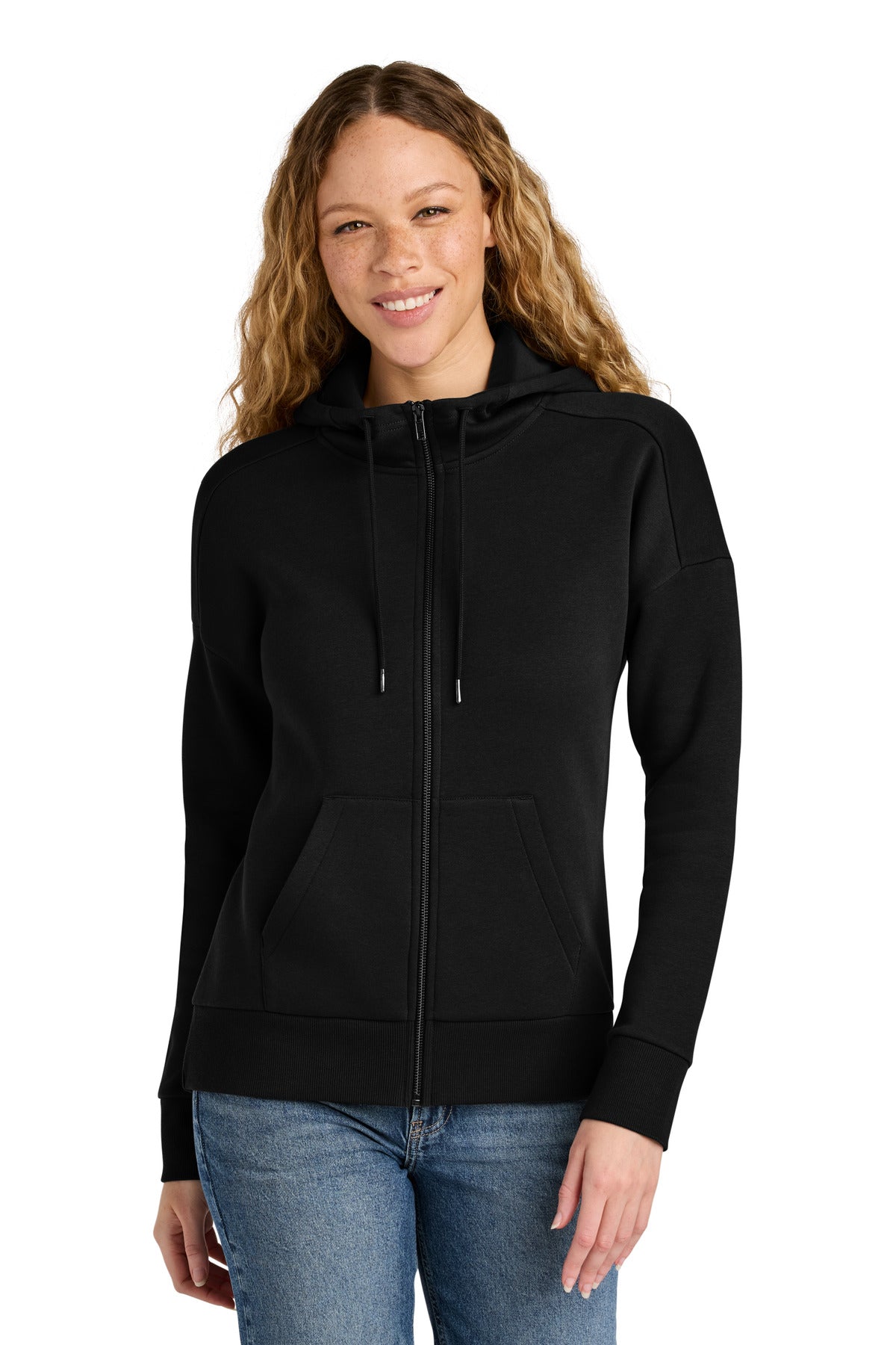 district  ®  women's perfect weight  ®  fleece drop shoulder full-zip hoodie dt1104