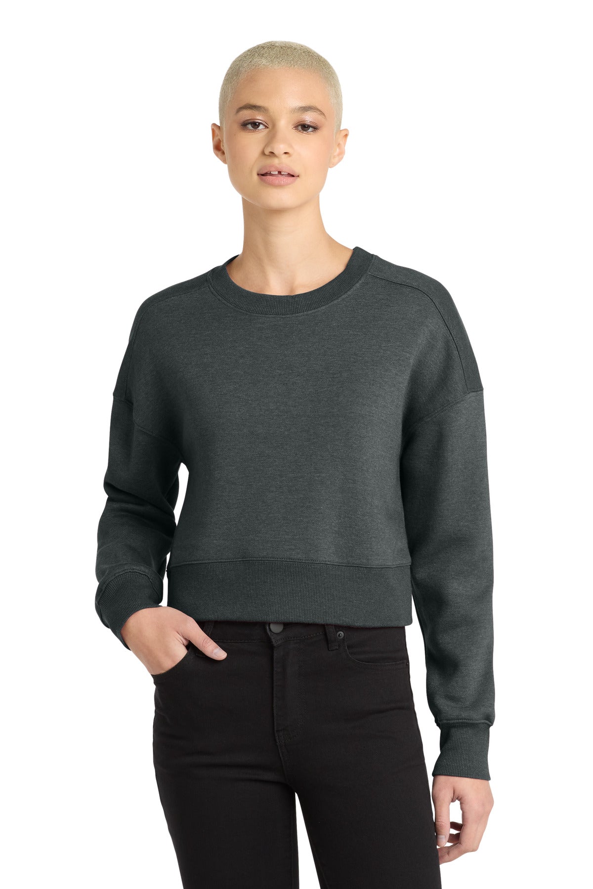 district  ®  women's perfect weight  ®  fleece cropped crew dt1105