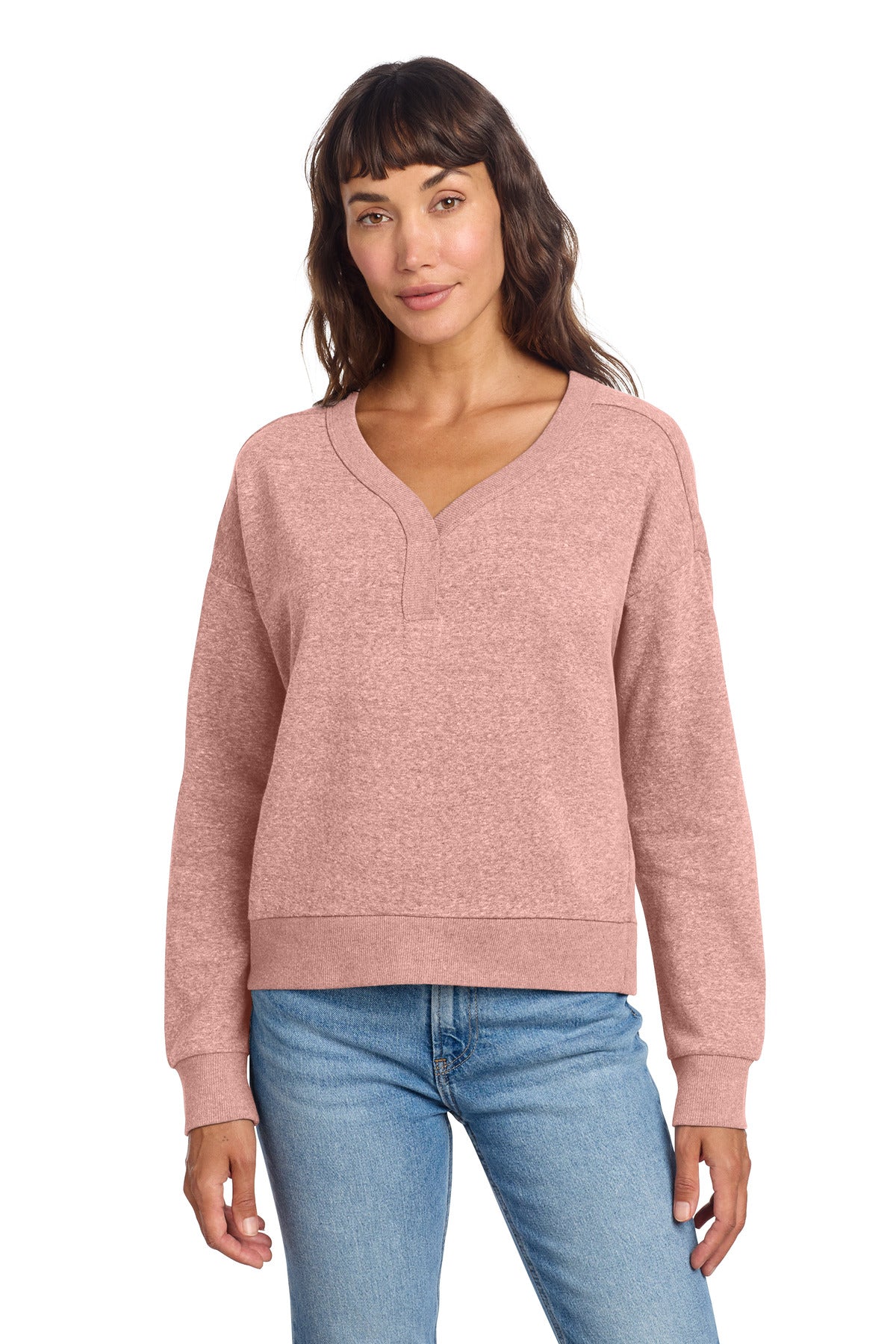 district ®  women's perfect tri ®  fleece v-neck sweatshirt dt1312
