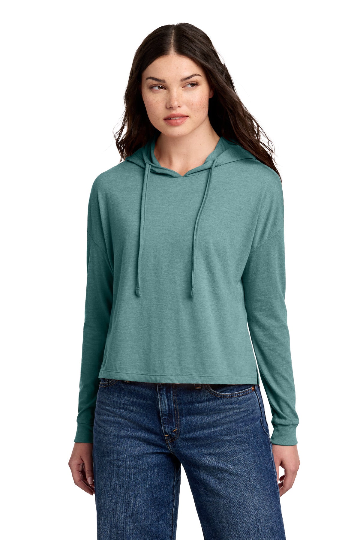 district ®  women's perfect tri ®  midi long sleeve hoodie dt1390l